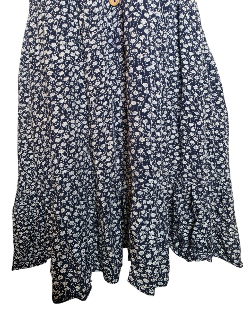 Hello Molly Women's Blue/White Floral V-Neck Button Front Flutter Mini Dress Med - Picture 4 of 9